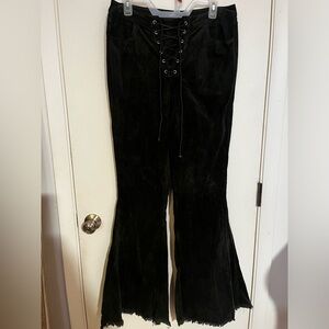 western lace up bell bottom pants